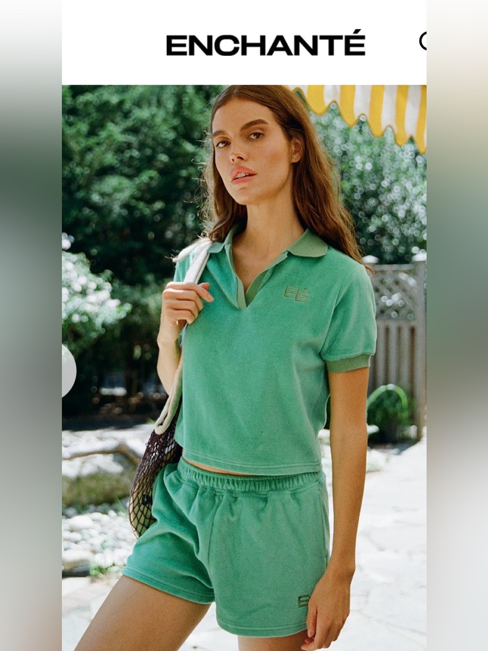 Green Terry Cloth Polo Top & Shorts Set